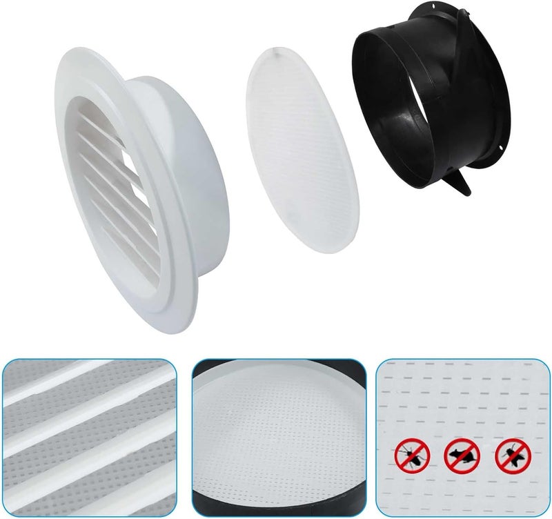 Rierdge 6 Inch Soffit Vents, White ABS Exterior Round Exhaust Vent with Built-in Fly Screen Mesh for Home, Office and Bathroom Ventilation - Image 2